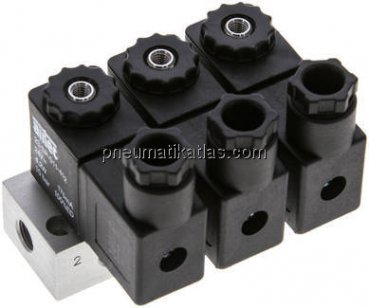 3/2-Wege Magnetventil, G 1/8", geschlossen (NC), 3-fach