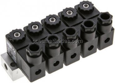 3/2-Wege Magnetventil, G 1/8", geschlossen (NC), 5-fach