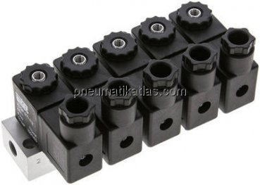 3/2-Wege Magnetventil, G 1/8", geschlossen (NC), 5-fach