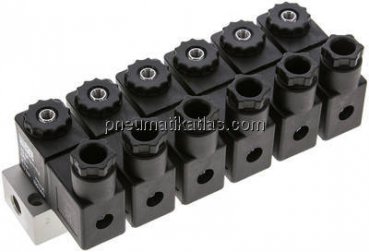 3/2-Wege Magnetventil, G 1/8", geschlossen (NC), 6-fach