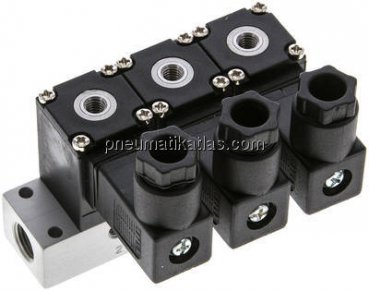 3/2-Wege Magnetventil, M 5, geschlossen (NC), 3-fach