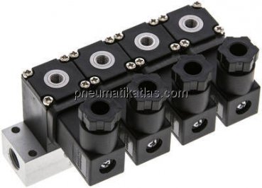 3/2-Wege Magnetventil, M 5, geschlossen (NC), 4-fach