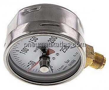 Manometer senkrecht (CrNi/Ms), 100mm, 0 - 250 bar