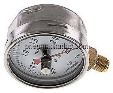 Manometer senkrecht (CrNi/Ms), 100mm, 0 - 2,5 bar