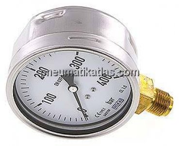 Manometer senkrecht (CrNi/Ms), 100mm, 0 - 400 bar