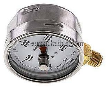 Manometer senkrecht (CrNi/Ms), 100mm, 0 - 400 bar
