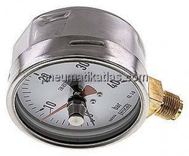 Manometer senkrecht (CrNi/Ms), 100mm, 0 - 40 bar