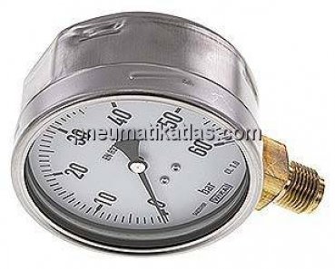 Manometer senkrecht (CrNi/Ms), 100mm, 0 - 60 bar