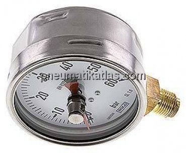Manometer senkrecht (CrNi/Ms), 100mm, 0 - 60 bar
