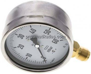 Manometer senkrecht 100mm, 0 - 60 mbar, G 1/2"