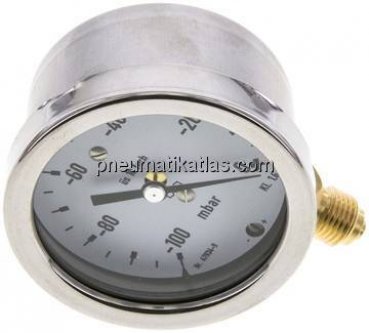 Manometer senkrecht 63mm, -100 bis 0 mbar, G 1/4"