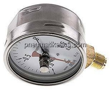 Manometer senkrecht (CrNi/Ms), 100mm, -1 bis 0,6 bar