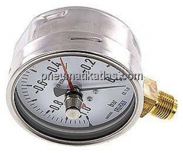 Manometer senkrecht (CrNi/Ms), 100mm, -1 bis 0 bar