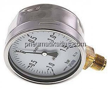 Manometer senkrecht (CrNi/Ms), 100mm, -1 bis 1,5 bar