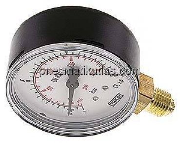 Vakuummmeter, 63mm, senkrecht, -1 bis 15