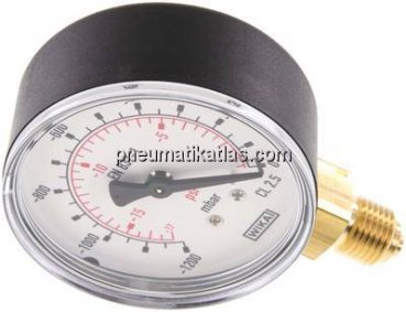 Manometer senkrecht (KU/Ms), 63mm, -1200 bis 0 mbar