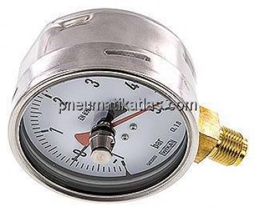 Manometer senkrecht (CrNi/Ms), 100mm, -1 bis 5 bar