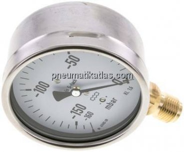 Manometer senkrecht 100mm, -160 bis 0 mbar, G 1/2"