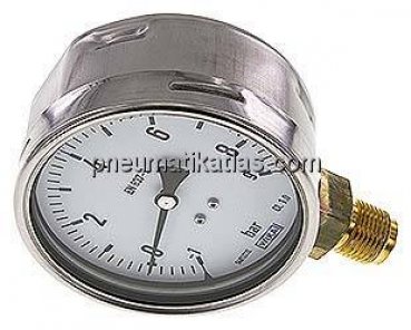 Manometer senkrecht (CrNi/Ms), 100mm, -1 bis 9 bar