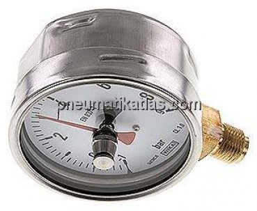 Manometer senkrecht (CrNi/Ms), 100mm, -1 bis 9 bar