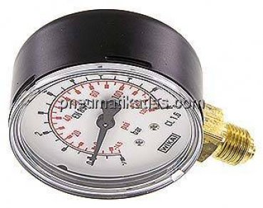 Vakuummmeter, 63mm, senkrecht, -1 bis 9