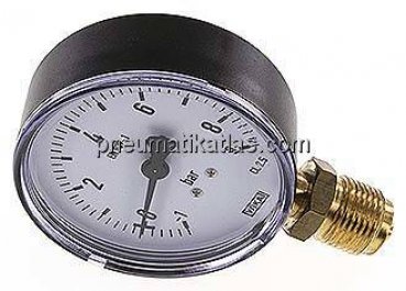 Manometer senkrecht, 80mm, -1 bis 9 bar