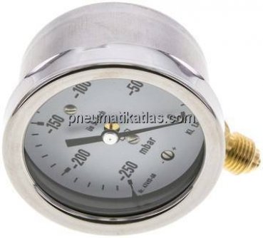 Manometer senkrecht 63mm, -250 bis 0 mbar, G 1/4"