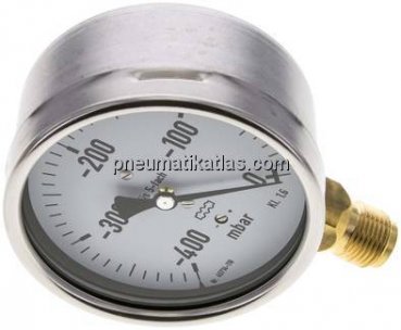 Manometer senkrecht 100mm, -400 bis 0 mbar, G 1/2"