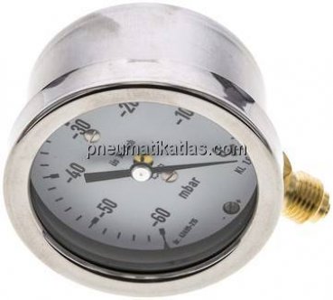Manometer senkrecht 63mm, -60 bis 0 mbar, G 1/4"
