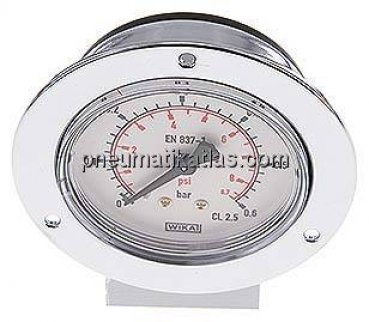 Einbaumanometer (CrNi/Ms), Frontring, 63mm, 0 - 0,6 bar
