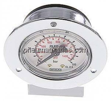 Einbaumanometer (CrNi/Ms), Frontring, 50mm, 0 - 100 bar