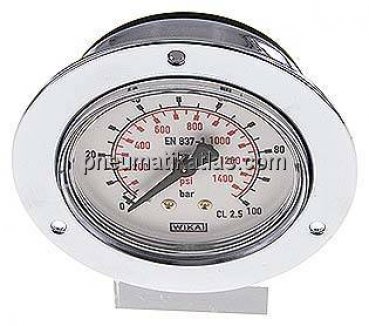 Einbaumanometer (CrNi/Ms), Frontring, 63mm, 0 - 100 bar
