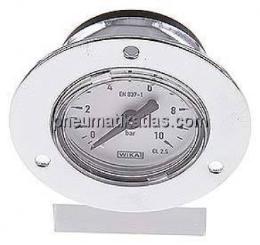 Einbaumanometer (CrNi/Ms), Frontring, 40mm, 0 - 10 bar