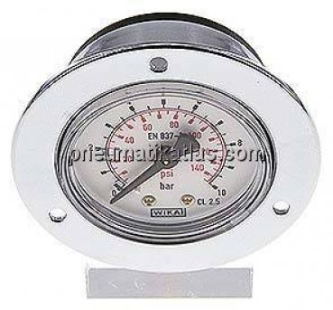 Einbaumanometer (CrNi/Ms), Frontring, 50mm, 0 - 10 bar