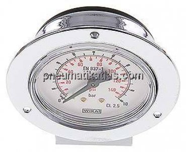 Einbaumanometer (CrNi/Ms), Frontring, 63mm, 0 - 10 bar