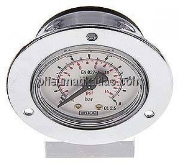 Einbaumanometer (CrNi/Ms), Frontring, 50mm, 0 - 1 bar