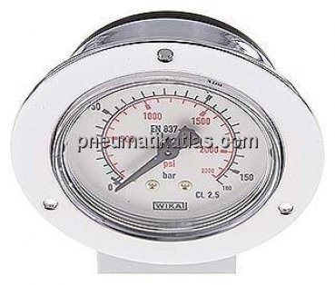 Einbaumanometer (CrNi/Ms), Frontring, 63mm, 0 - 160 bar