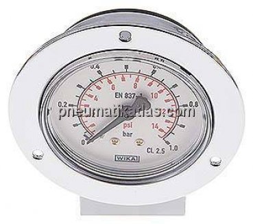 Einbaumanometer (CrNi/Ms), Frontring, 63mm, 0 - 1 bar