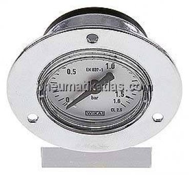 Einbaumanometer (CrNi/Ms), Frontring, 40mm, 0 - 1,6 bar