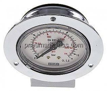Einbaumanometer (CrNi/Ms), Frontring, 63mm, 0 - 16 bar