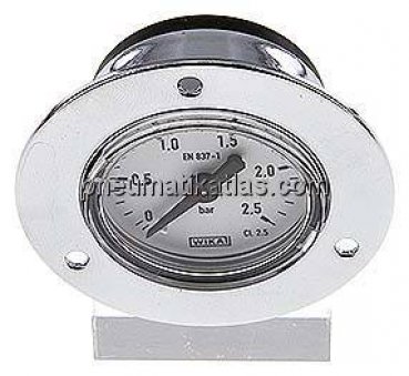 Einbaumanometer (CrNi/Ms), Frontring, 40mm, 0 - 2,5 bar