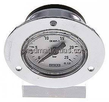 Einbaumanometer (CrNi/Ms), Frontring, 40mm, 0 - 25 bar