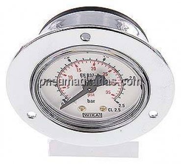 Einbaumanometer (CrNi/Ms), Frontring, 50mm, 0 - 2,5 bar