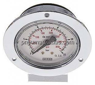 Einbaumanometer (CrNi/Ms), Frontring, 63mm, 0 - 25 bar
