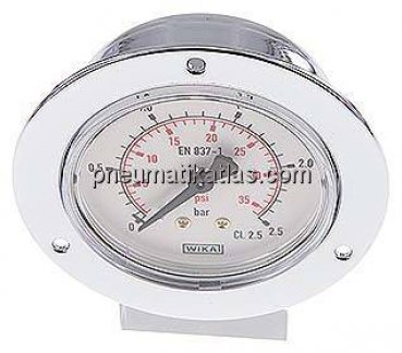 Einbaumanometer (CrNi/Ms), Frontring, 63mm, 0 - 2,5 bar