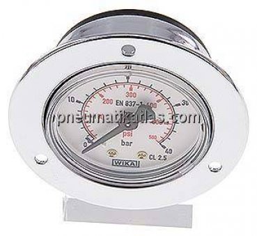 Einbaumanometer (CrNi/Ms), Frontring, 50mm, 0 - 40 bar