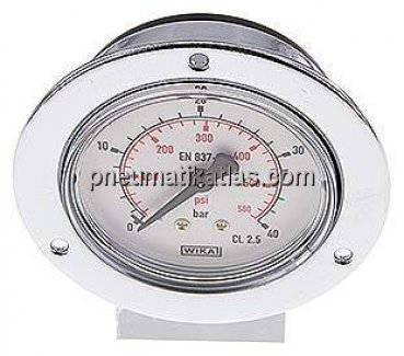 Einbaumanometer (CrNi/Ms), Frontring, 63mm, 0 - 40 bar