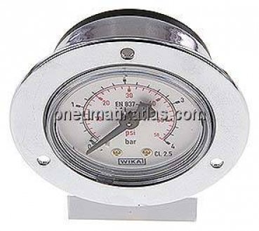 Einbaumanometer (CrNi/Ms), Frontring, 50mm, 0 - 4 bar