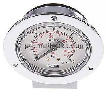 Einbaumanometer (CrNi/Ms), Frontring, 63mm, 0 - 60 bar