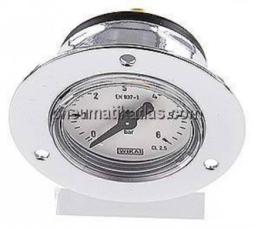 Einbaumanometer (CrNi/Ms), Frontring, 40mm, 0 - 6 bar